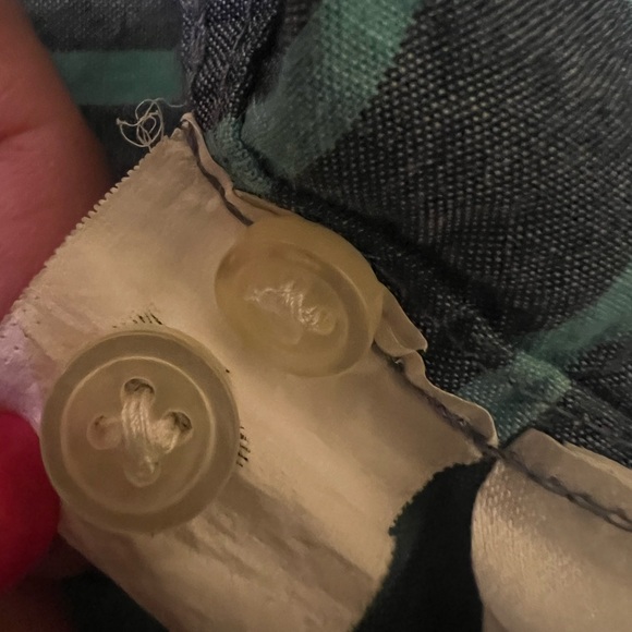 Gap Shrunken Boyfriend Shirt - Denim Blue with Teal Stripes - Size XS - Picture 8 of 10